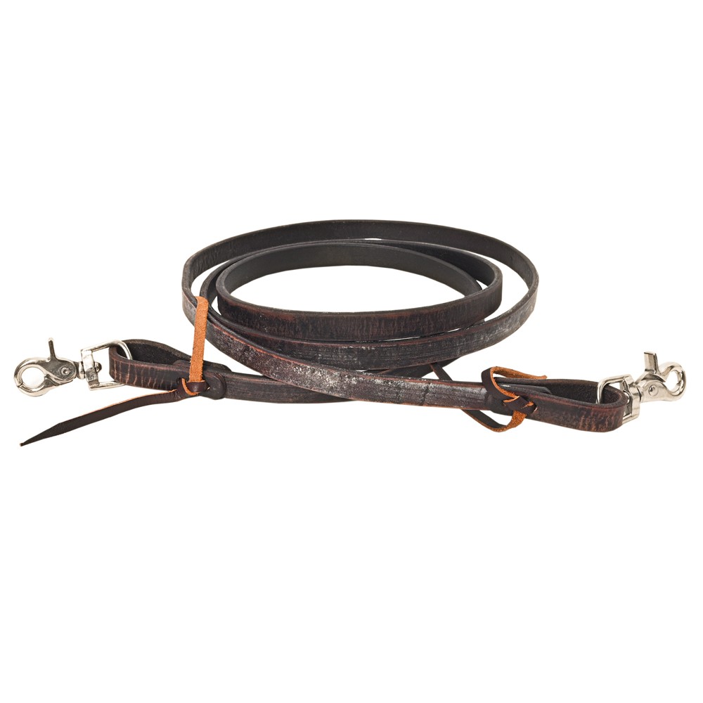 76HS Hilason Western Horse American Leather Latigo Ends Roper Reins Dark Brown