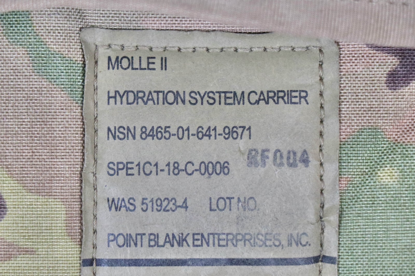 US Army OCP Multicam Molle II Hydration System Carrier Water Backpack No Bladder
