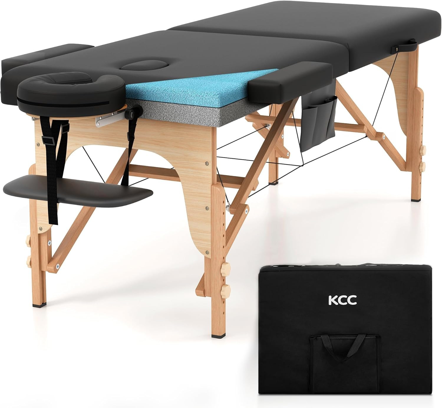 Memory Foam Massage Table Premium Portable Foldable Massage Bed Height Adjustabl