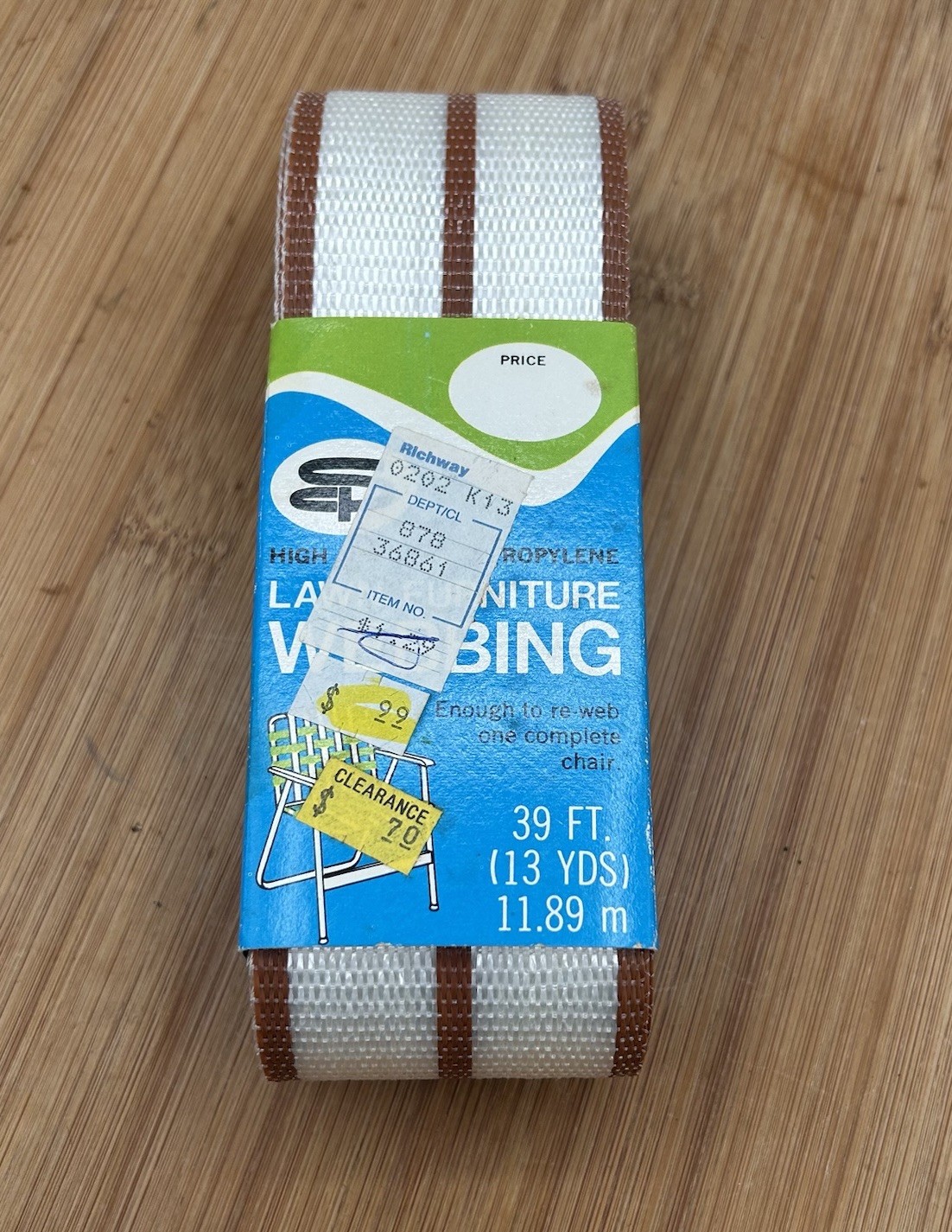 NOS 39ft  Stone City Brown Outdoor Lawn Chair Furniture Re Webbing 2.25" SC-39W