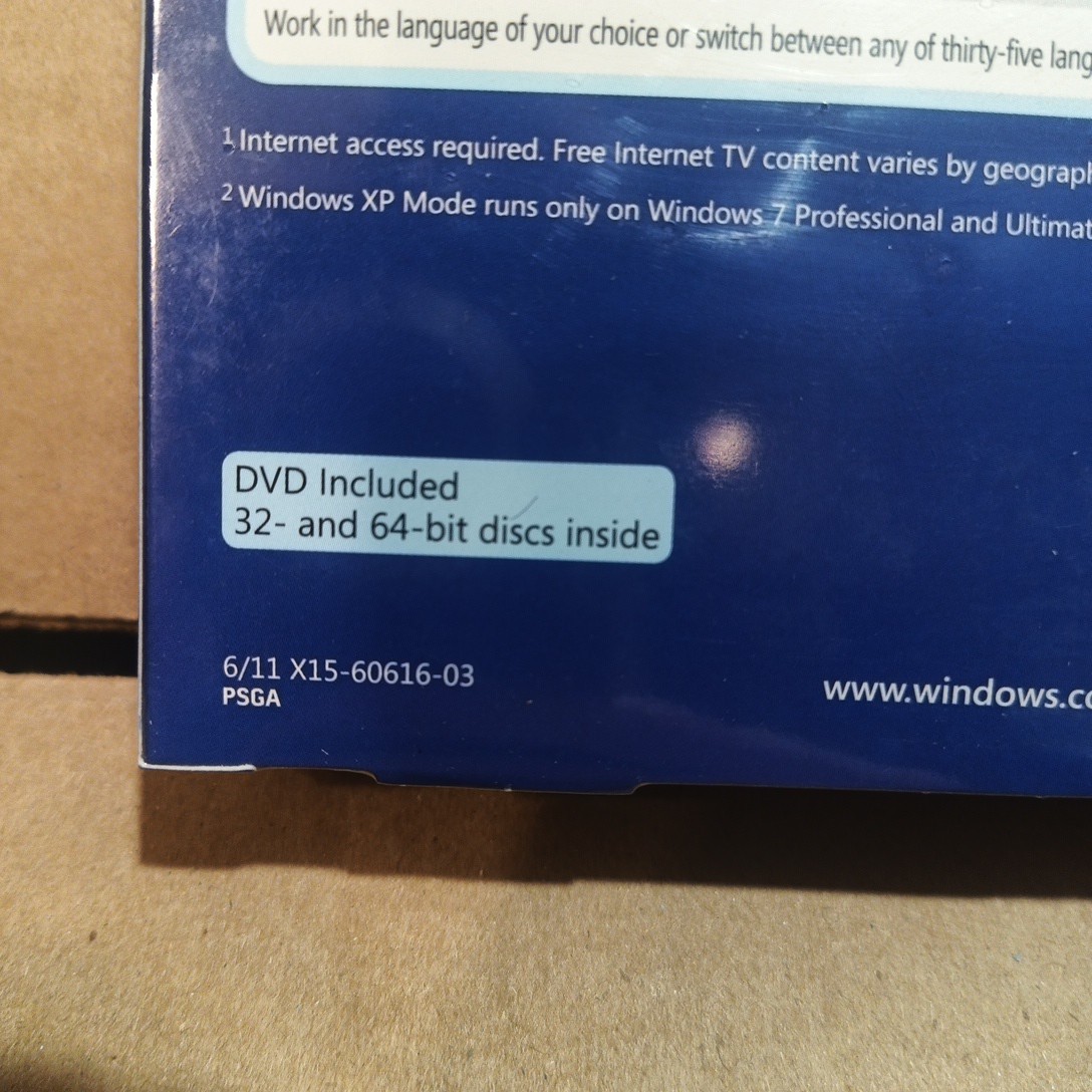 Microsoft Windows 7 Pro Professional 32 / 64bit Kit DVD Retail Box New Install