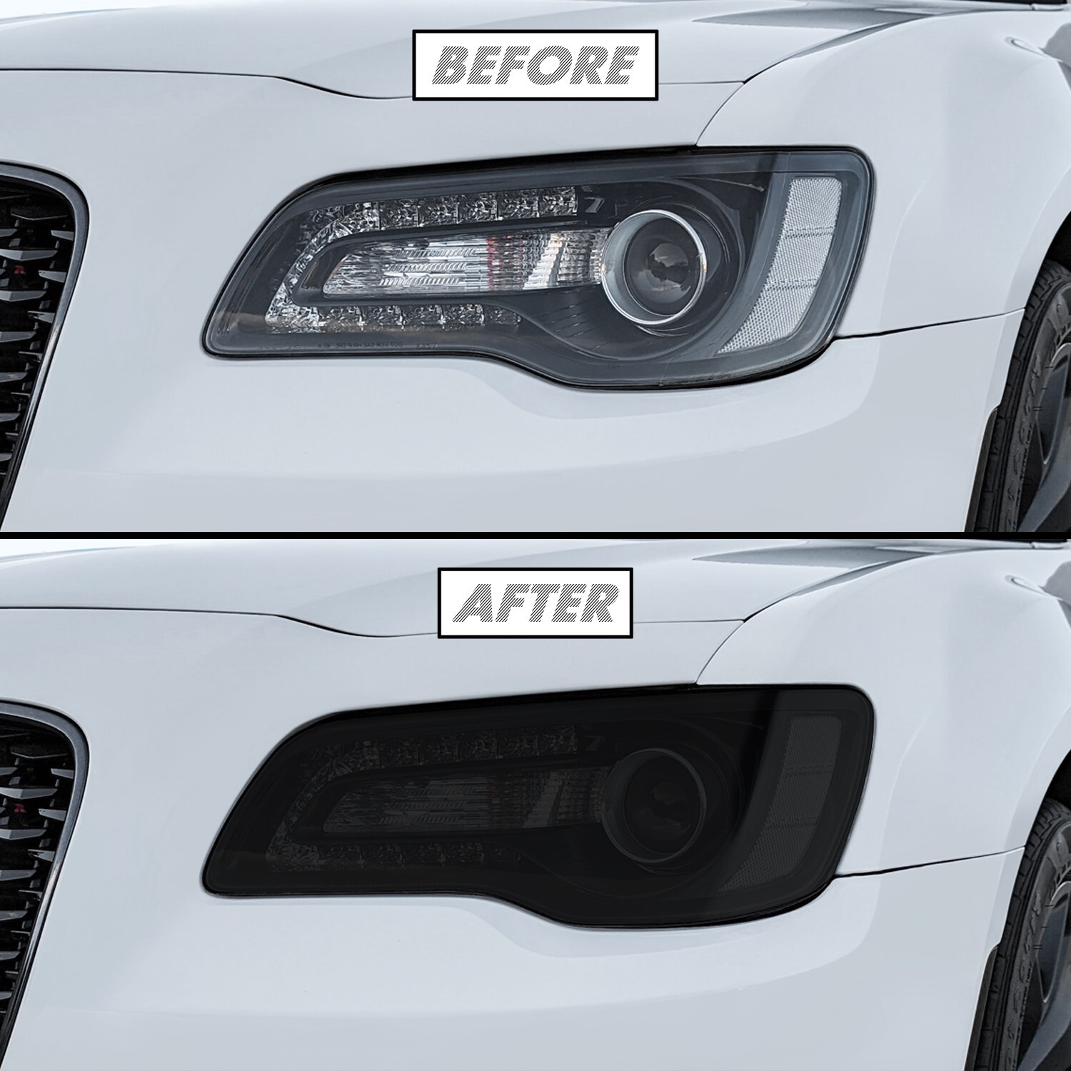 FOR 2011-2023 Chrysler 300 Headlight SMOKE Precut Vinyl Tint Overlays