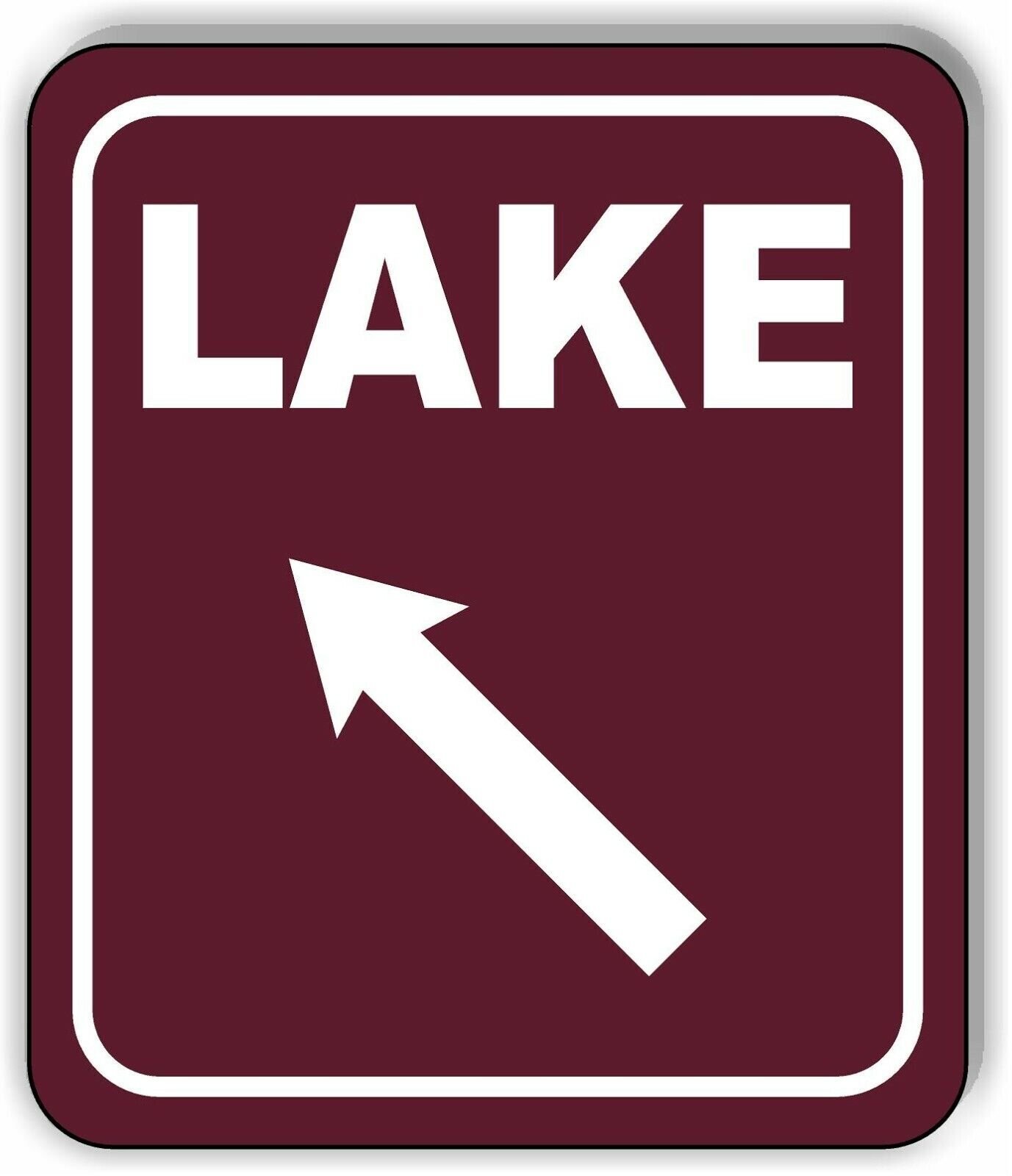 LAKE DIRECTIONAL 45 DEGREES UP LEFT ARROW CAMPING Aluminum composite sign