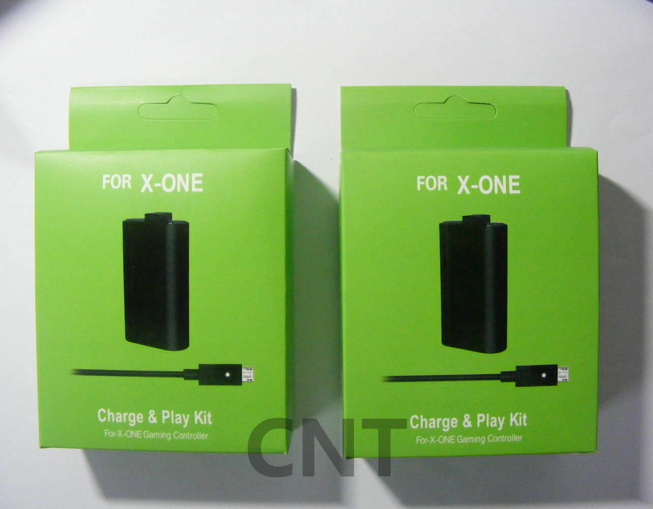 (2 Pack) For X Box One Charge and Play Kit Rechargeable Battery & Charging Cable
