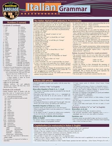 Italian Grammar: A Quickstudy - VERY GOOD