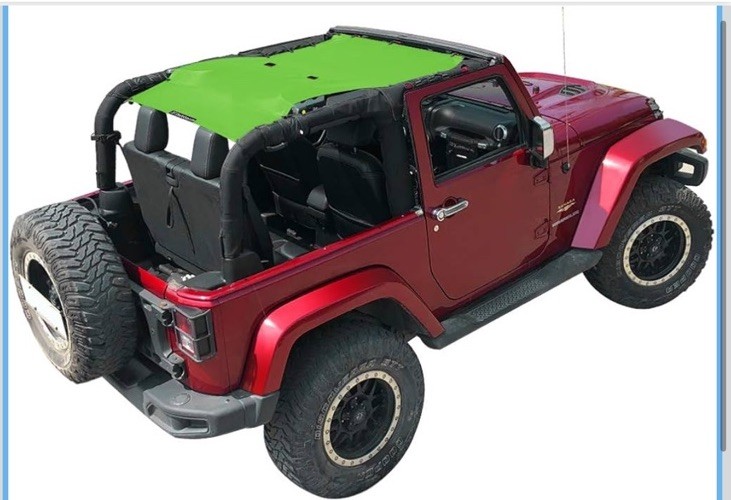 Shadeidea Green Sun Shade for 2007-2018 Jeep Wrangler Door Sunshade