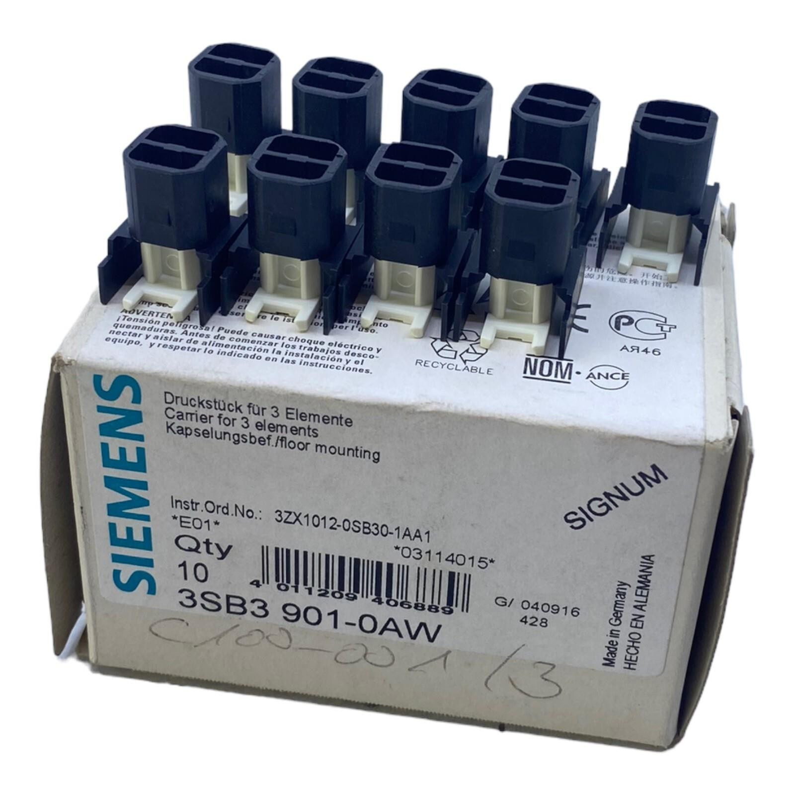 Siemens 3SB3901-0AW Pressure Piece For Industrial Use Pack: 9 Pcs Siemens 3SB390