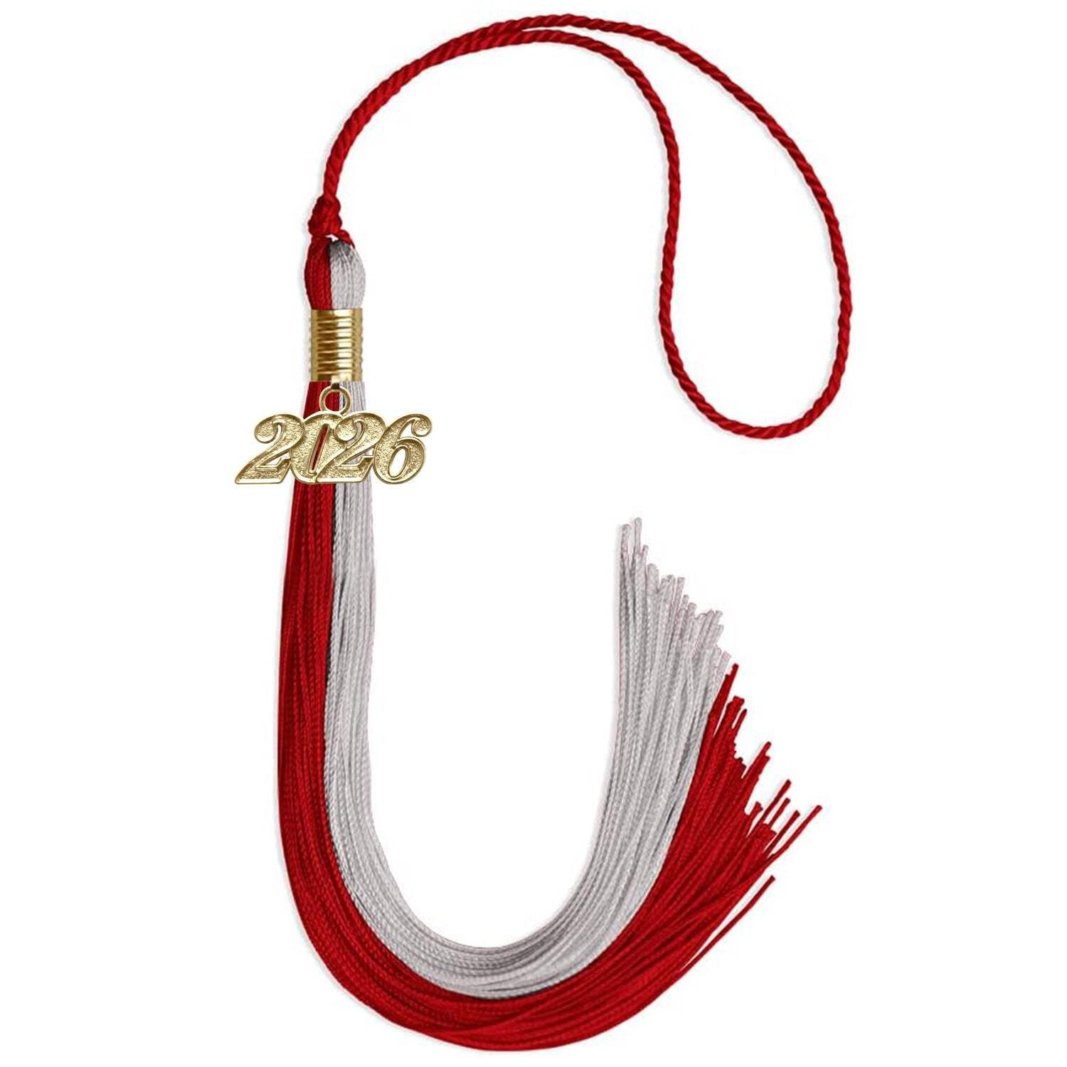 Endea Graduation Red/Grey Tassel With Gold Date Drop