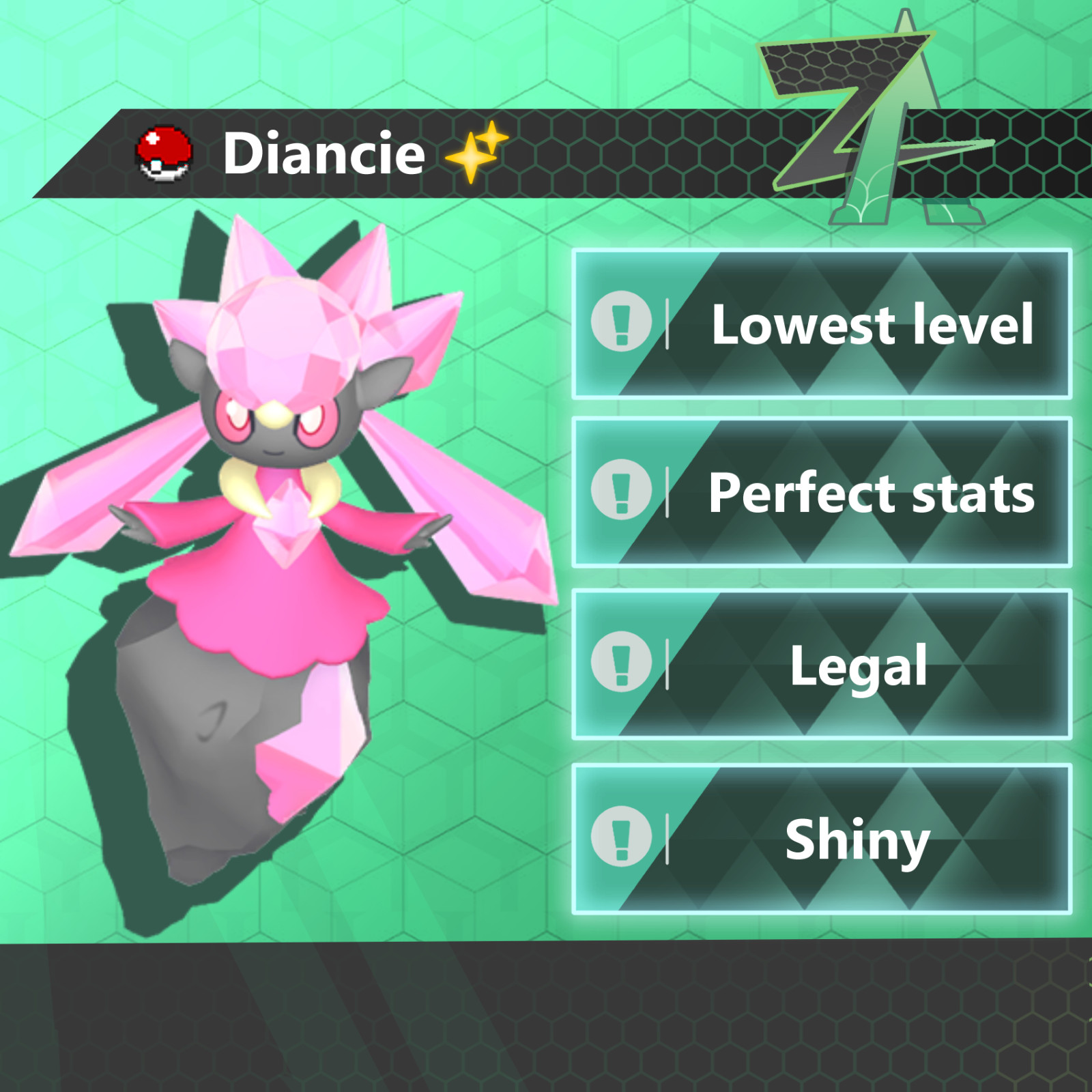 SHINY Diancie 6 IV for Pokemon Legends ZA