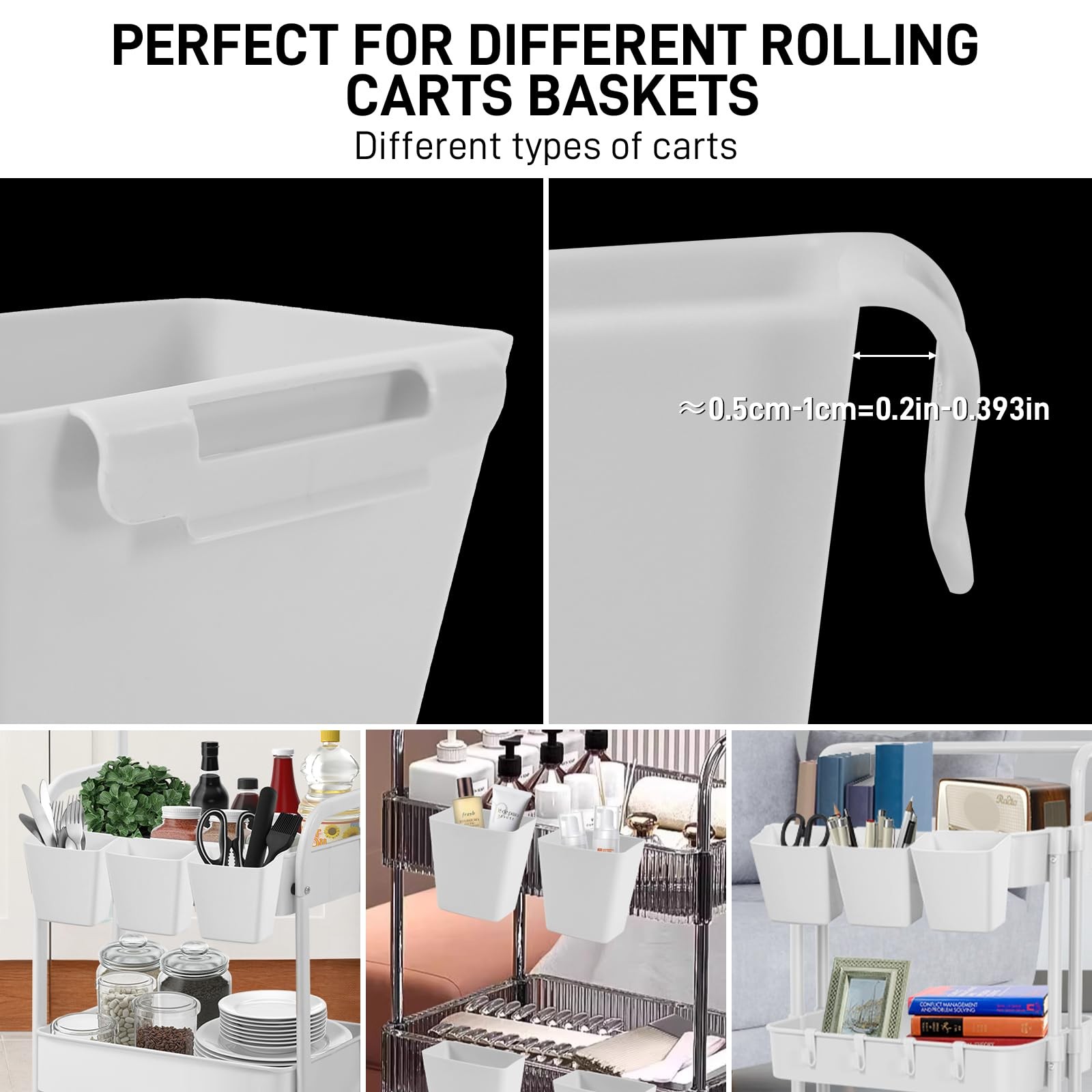 LEZIOA 5 Pack Hanging Cup Holders, Multipurpose Rolling Cart Accessories Util...