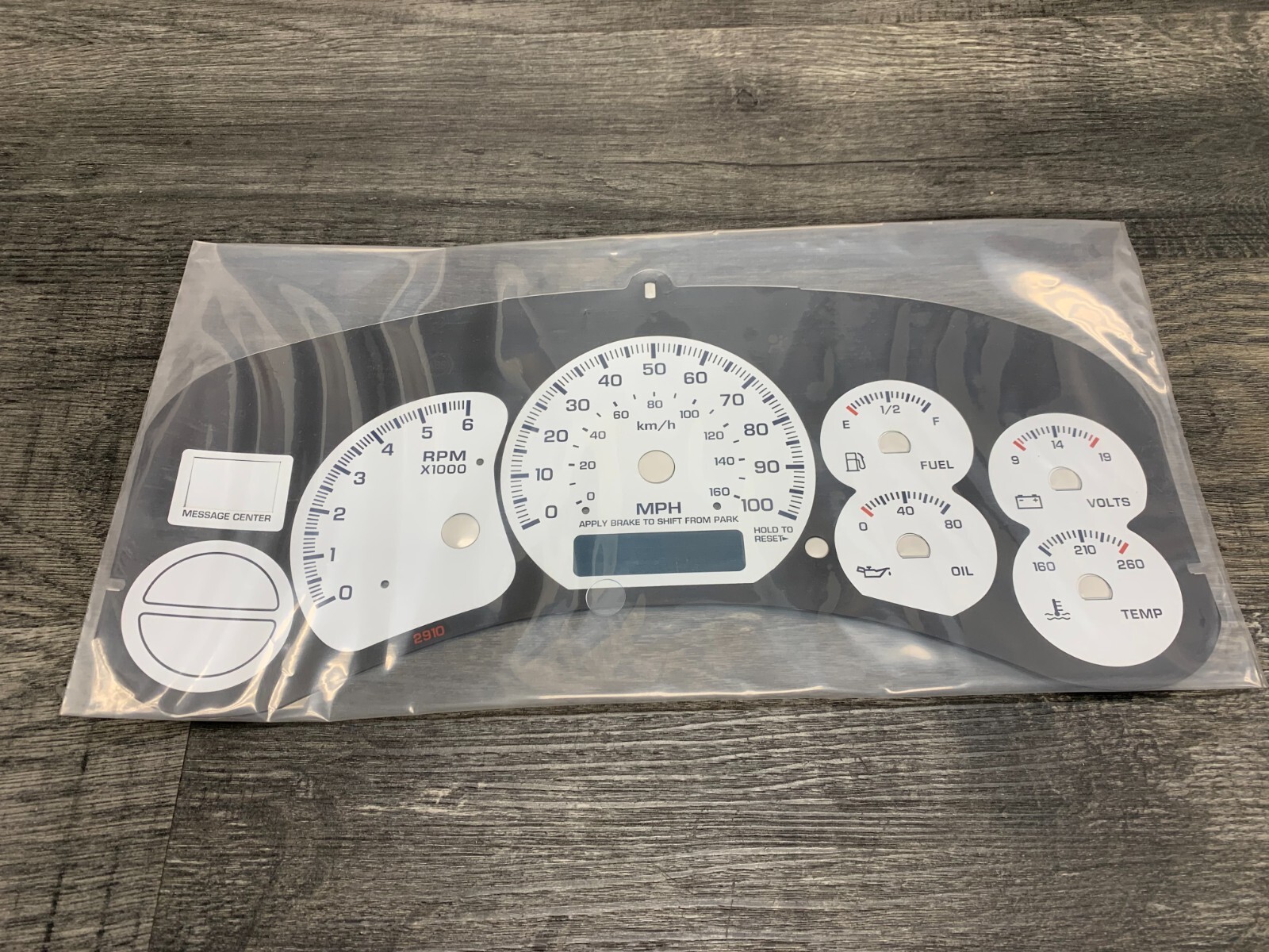 1999-2002 Chevy GMC SUV White Faced Gauge Face Inner Overlay Cover 100 MPH MAC