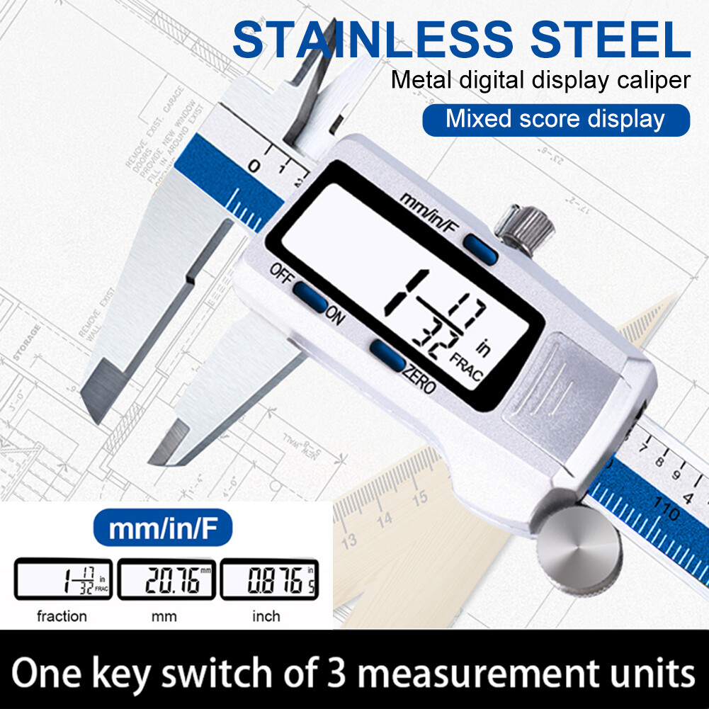 Stainless Steel Digital Display Caliper 150mm Fraction/MM/Inch Vernier Caliper
