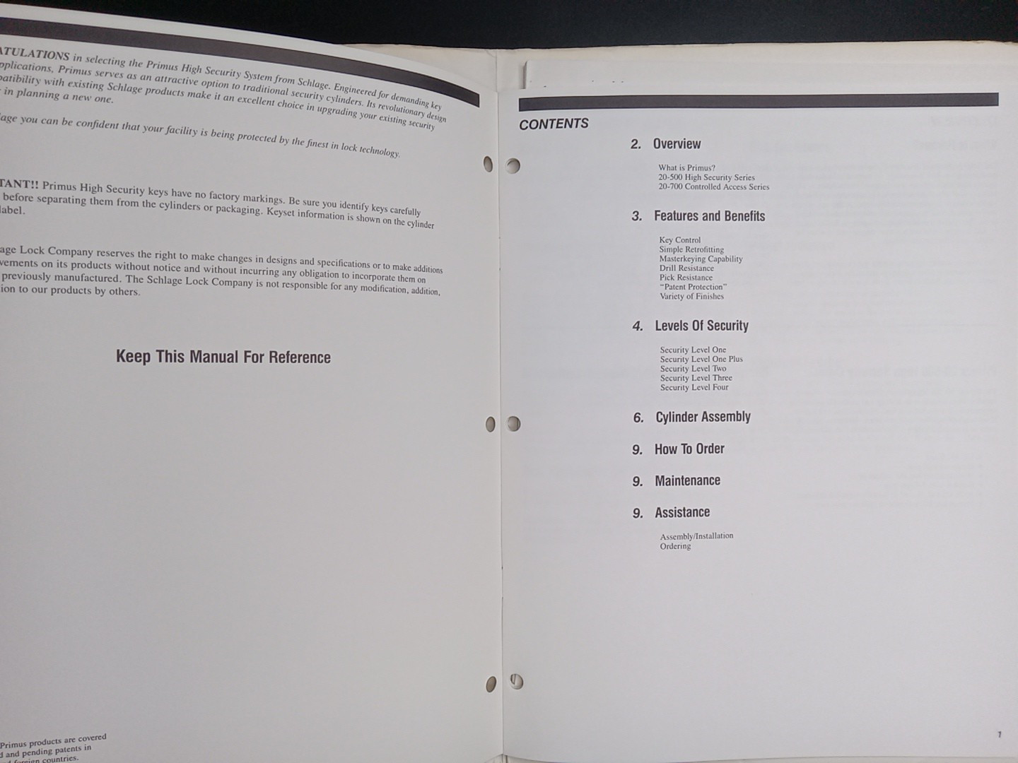 Schlage Primus Lock Users Manual Sales? Folder +