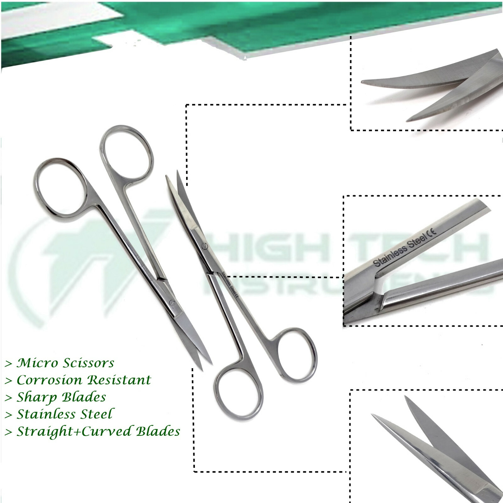 2 Pcs Premium Iris Scissors 4.5" Dental Veterinary Surgical New Instruments
