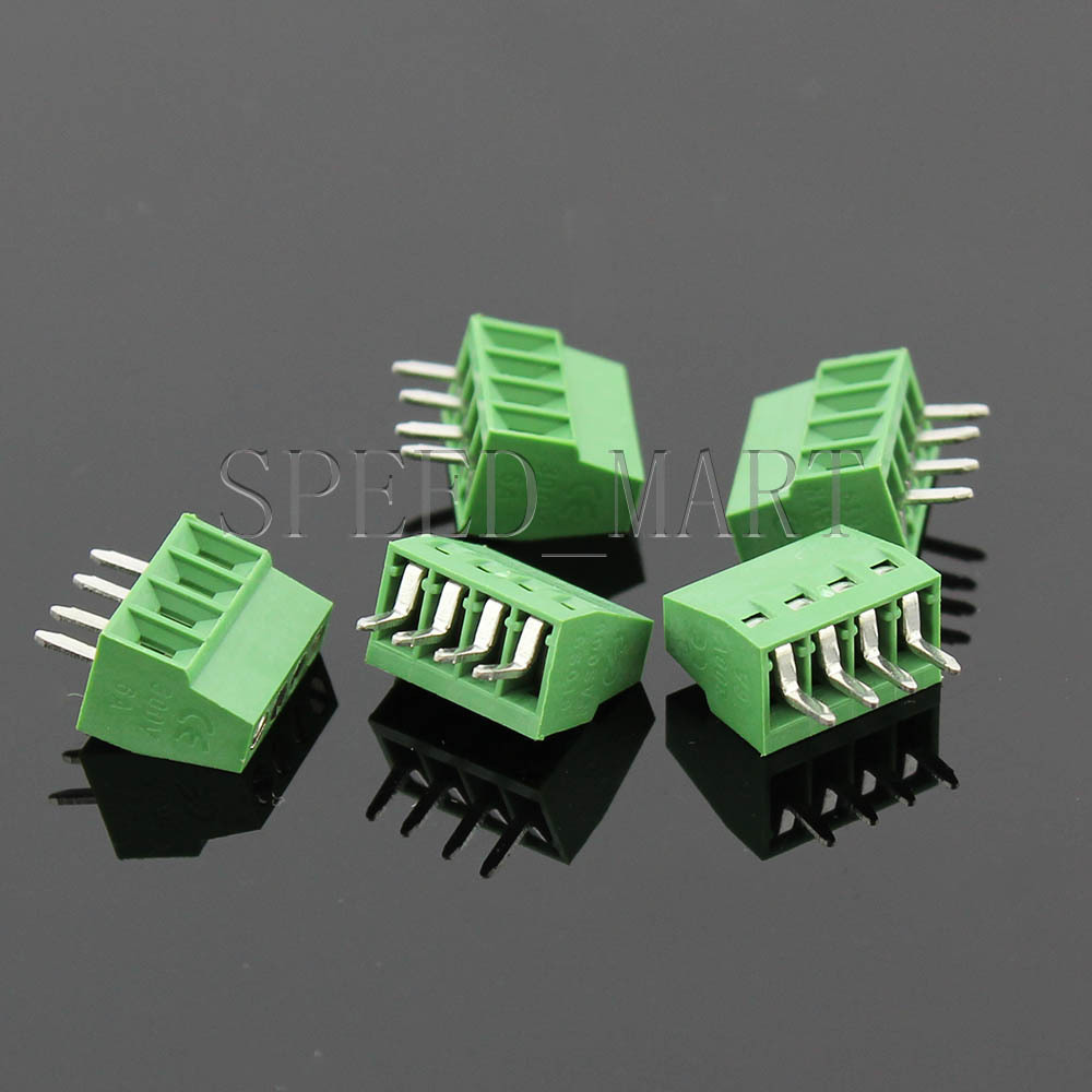 5 pcs 4 poles/4 Pin 2.54mm 0.1'' PCB Universal Screw Terminal Block Connector