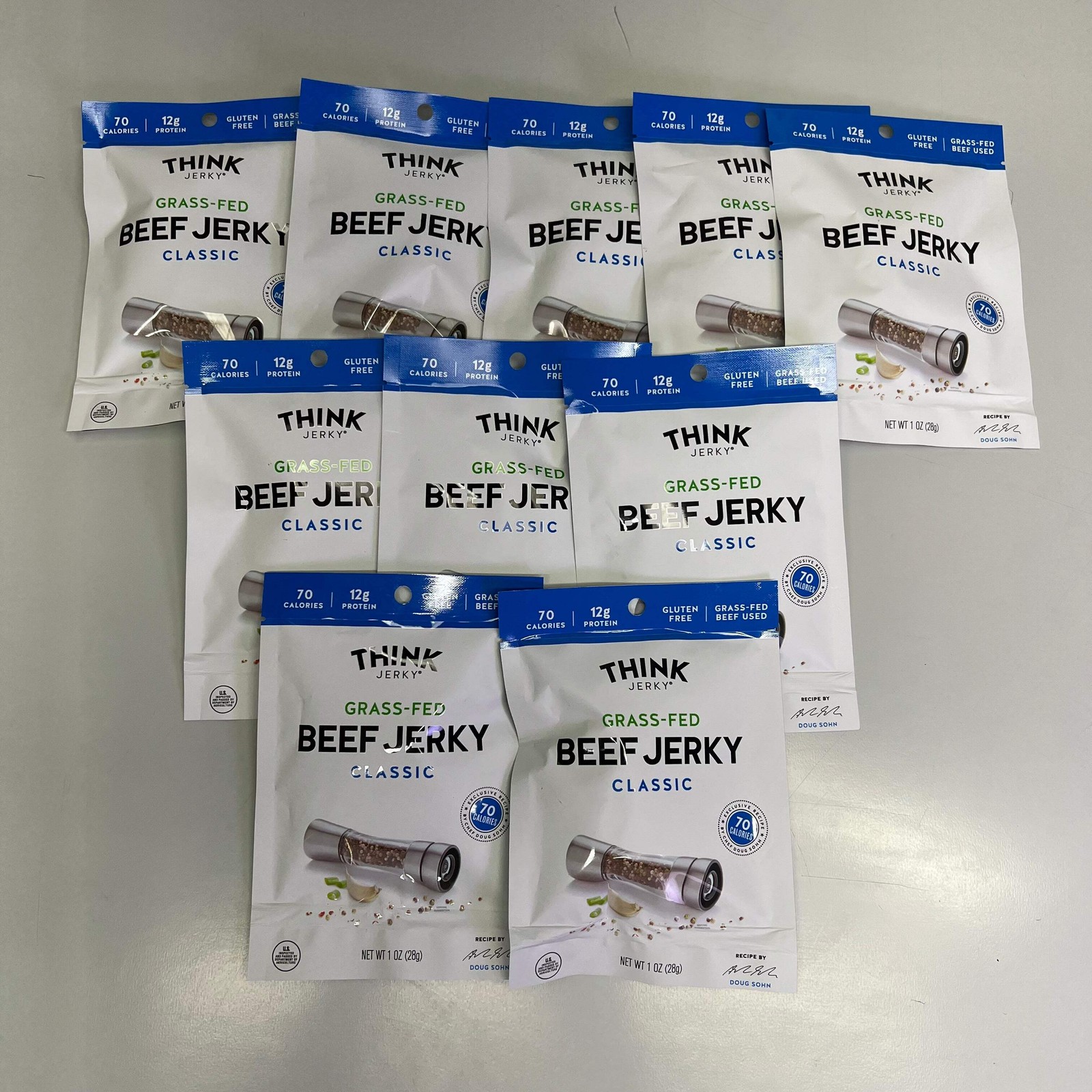 THINK (10 PACK) Gluten Free Grass Fed Classic Flavor Beef Jerky 1 Oz BB 11/26