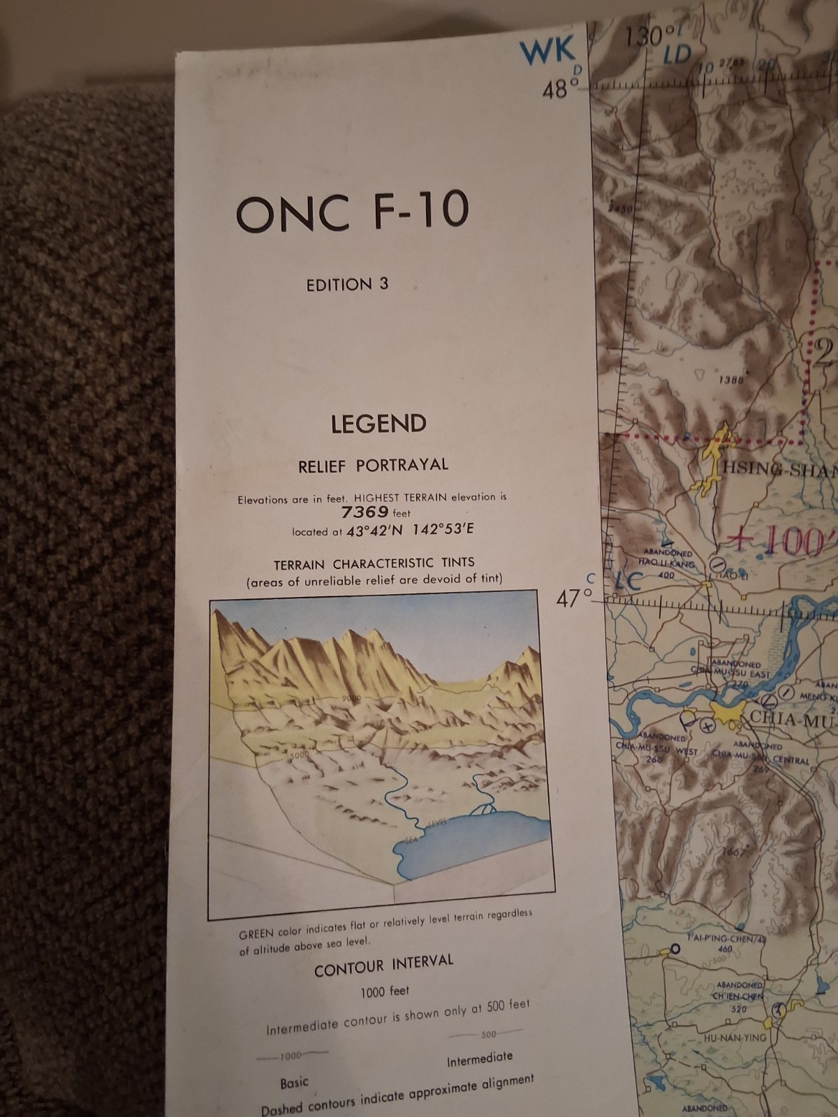ONC F-10 Aeronautical Map 1960'S China, Japan, Soviet Union