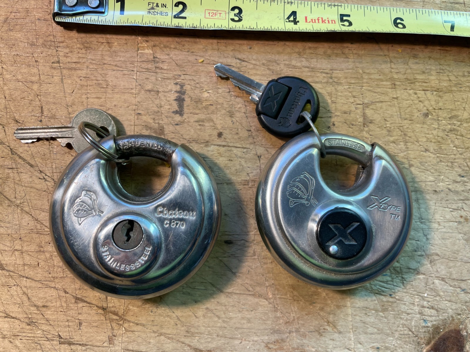 Two Chateau Round Padlocks with Keys Tested