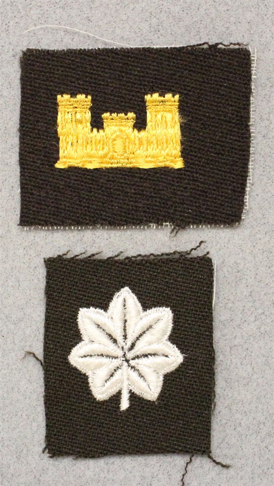 Army Officer Cloth Collar Insignia: Engineer & LTC - on gabardine