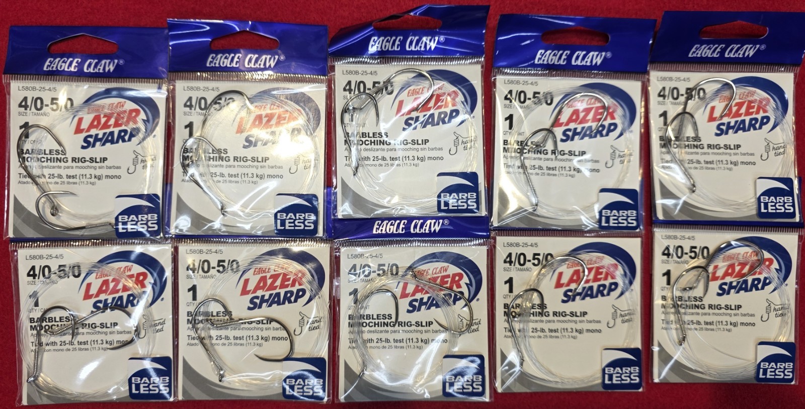 Lot of 10: Eagle Claw Lazer Sharp Mooching Rig-Slip L580B-25-4/5