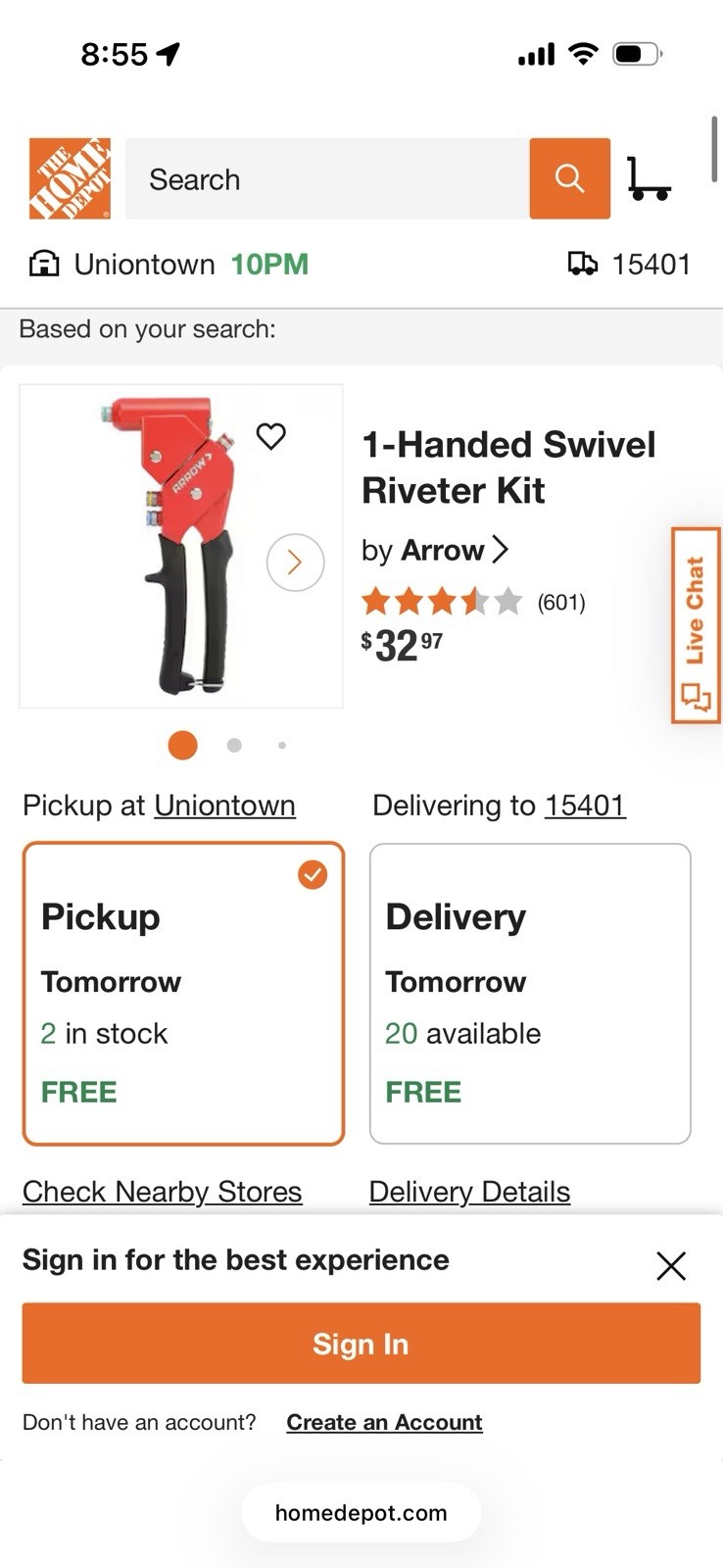 Arrow One Handed Swivel Riveter Kit