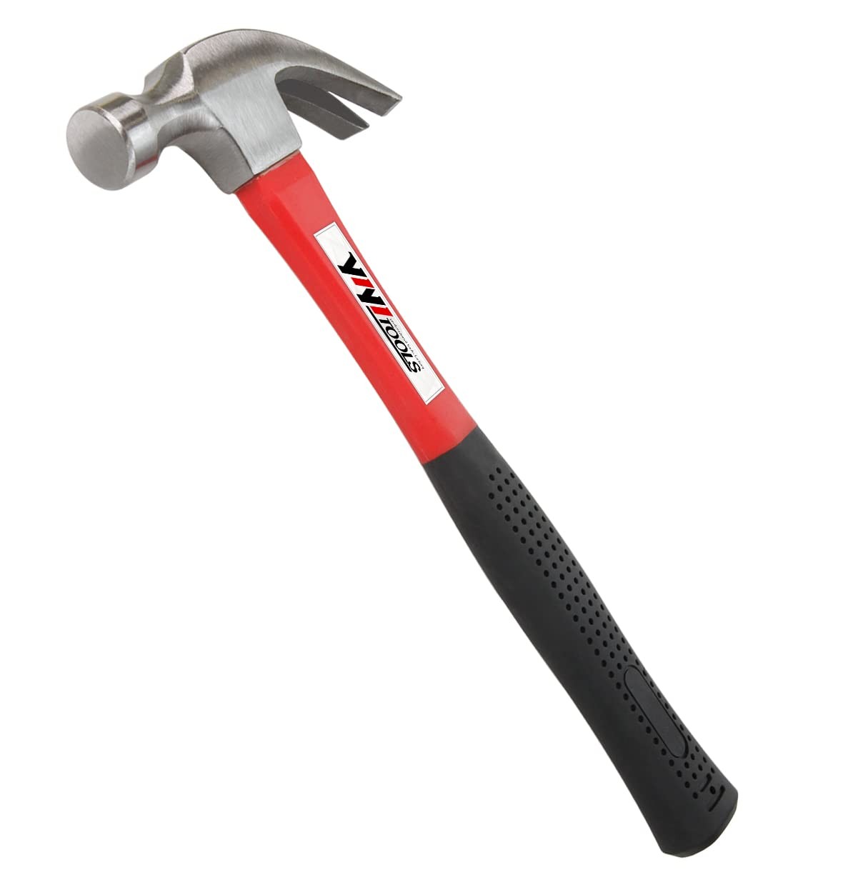 YIYITOOLS Claw Hammer With 16oz - Fiberglass Handle, Red