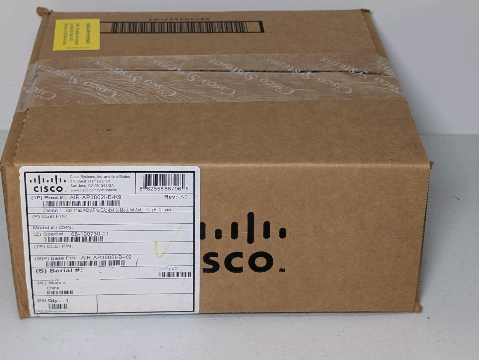 Cisco AIR-AP3802I-B-K9 Access Point 3800 Series 802. 11 ac W2 AP w/CA; 4x4:3 NEW
