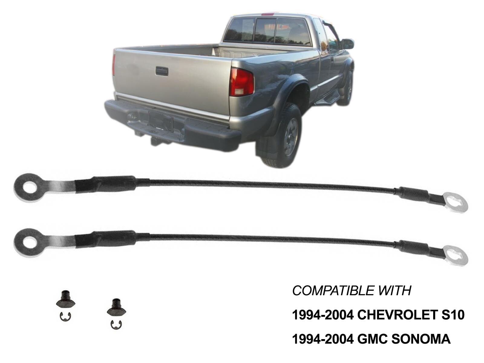 For Tailgate Cable 17-1/4" with Hardware Pair of 2 1994 - 2004 S10 Sonoma