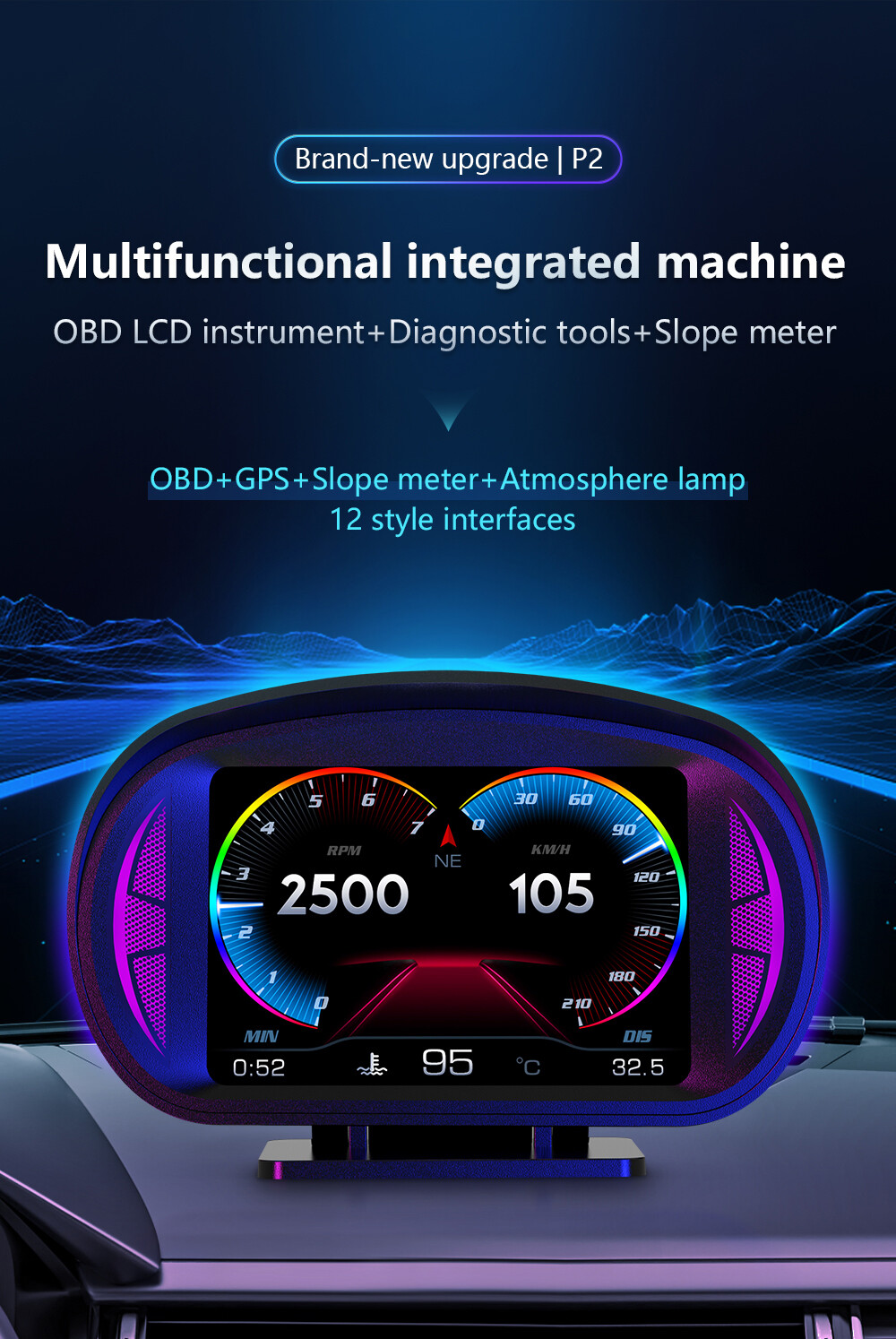 OBD + GPS Intelligent driving computer Alarm, Head-up Display