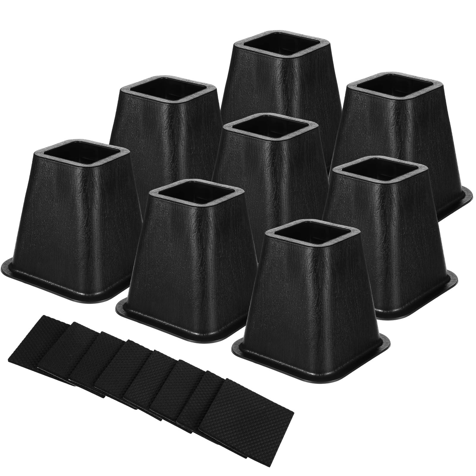 8 PCS 6 Inch Heavy Duty Bed Furniture Risers Stackable Black Couch Riser