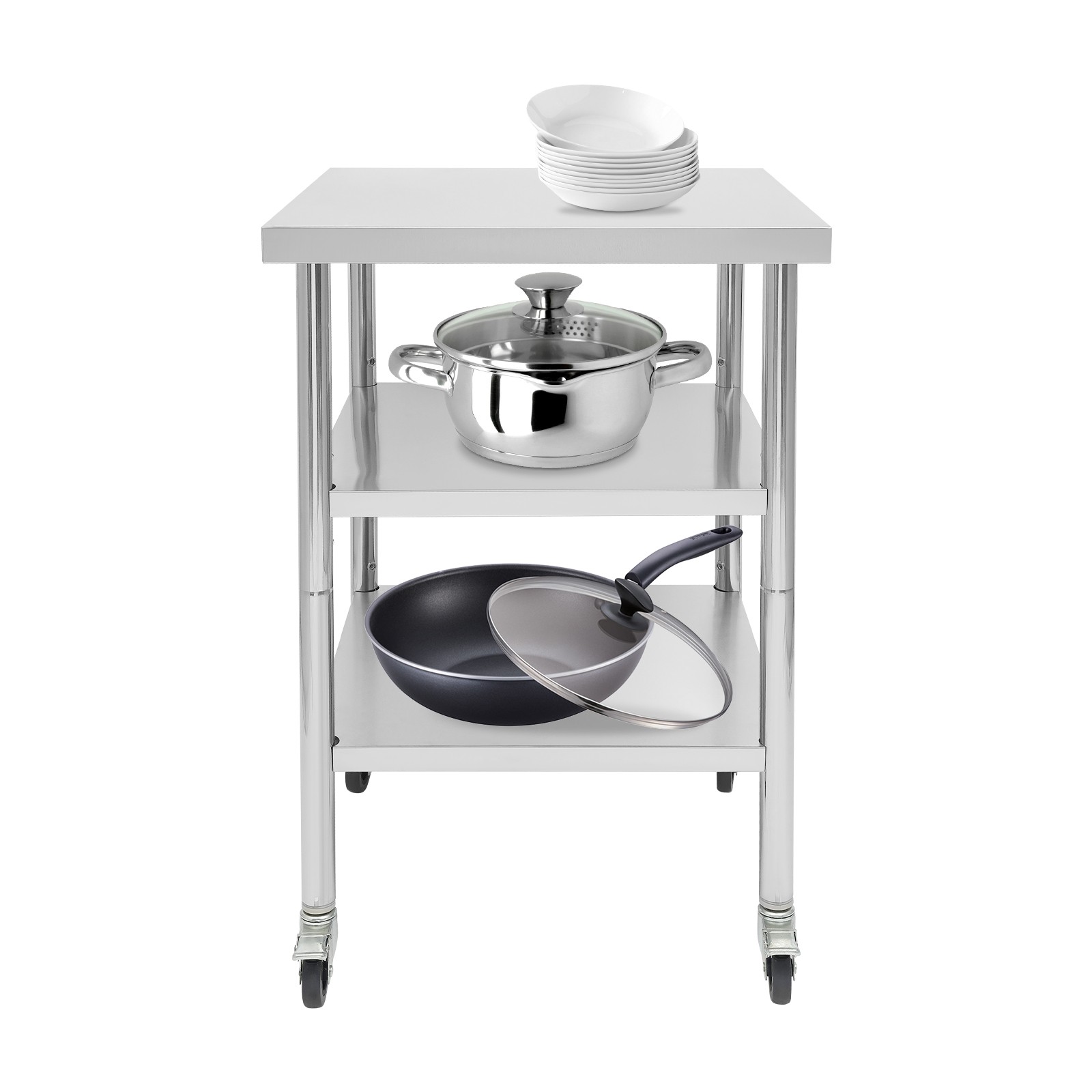 Work Table Commercial Work Table with Adjustable Under Shelves 3-Tier Work Table