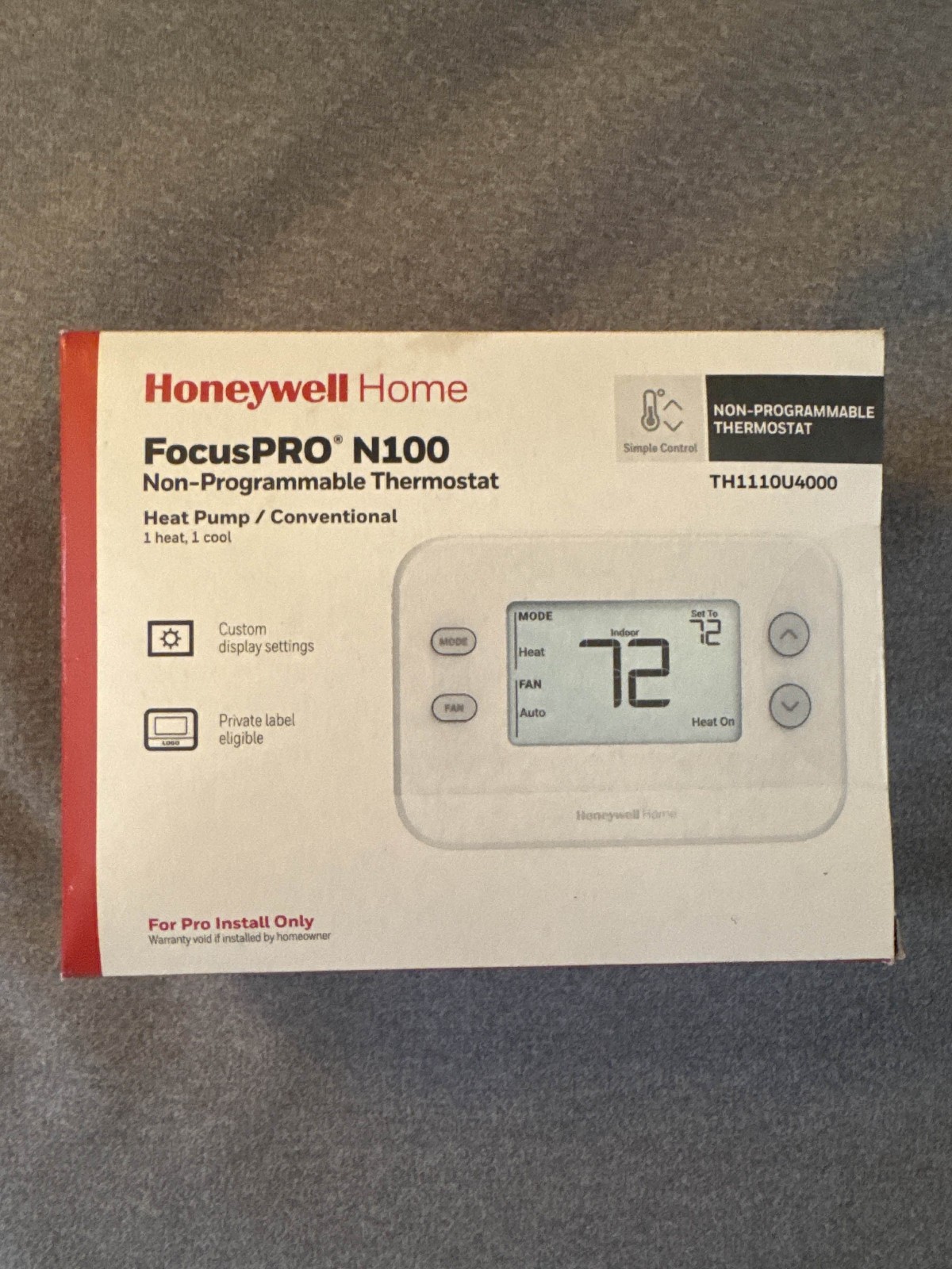 NEW Honeywell TH1110U4000 FocusPRO N100 Non-Programmable Thermostat
