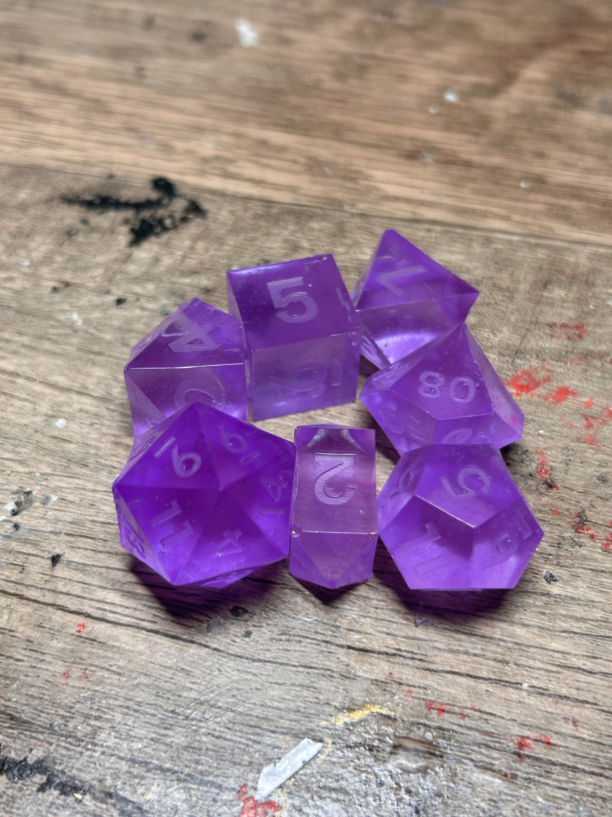 RAW* Dice: Purple, Glow In The Dark _ Resin Set  *See Description* D&D