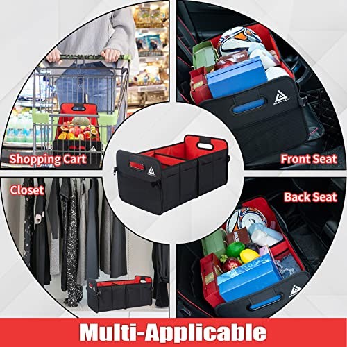 Car Trunk Organizer with Multi Compartments - Automotive Collapsible Cargo