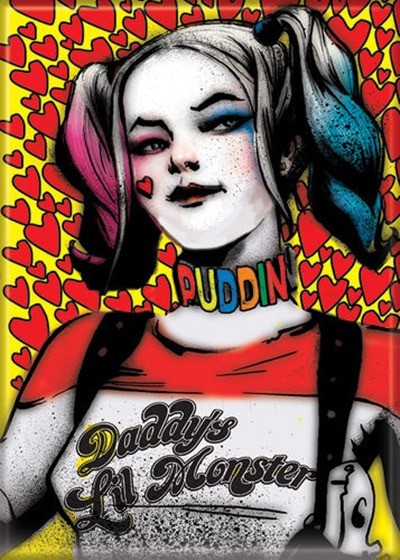 DC Comics Harley Quinn with Red Hearts Comic Art Refrigerator Magnet, NEW UNUSED