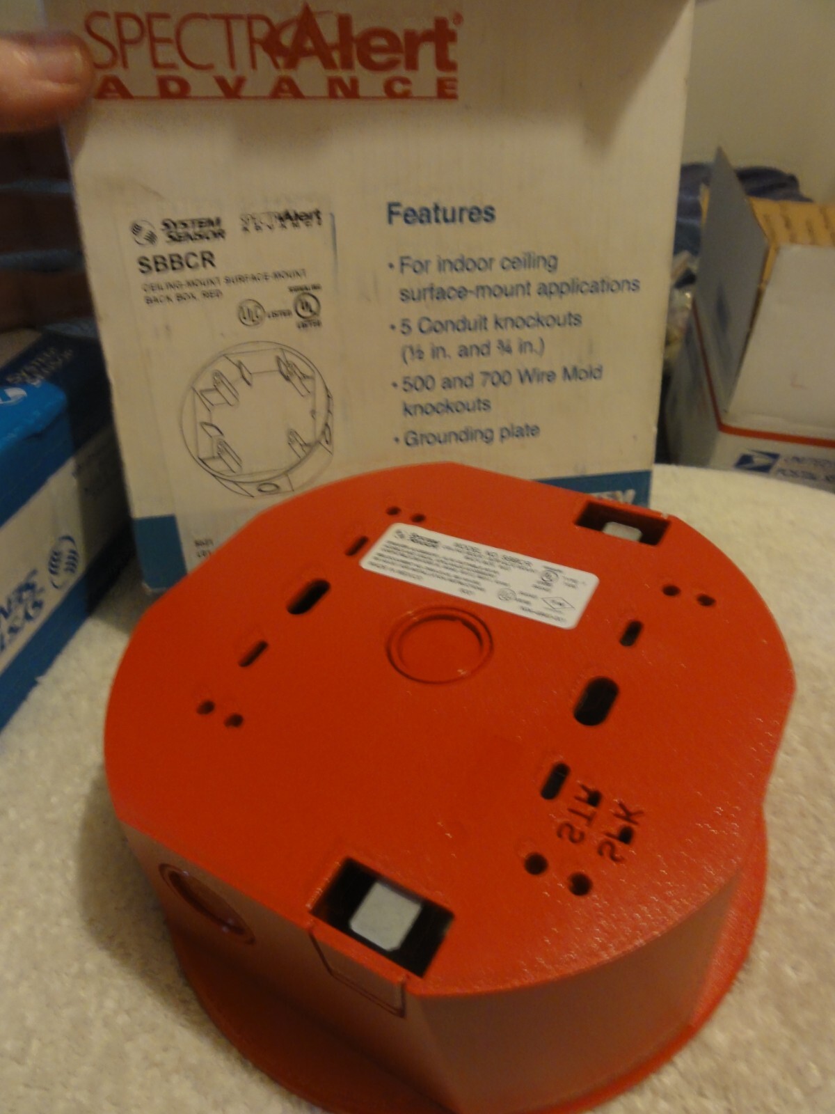 System Sensor SBBCR Ceiling / Surface Mount Back Box RED Spectr Alert Advance