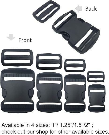 6 Set 1.5 Inch Flat Dual Adjustable Plastic Quick Side Release Plastic Buckles a