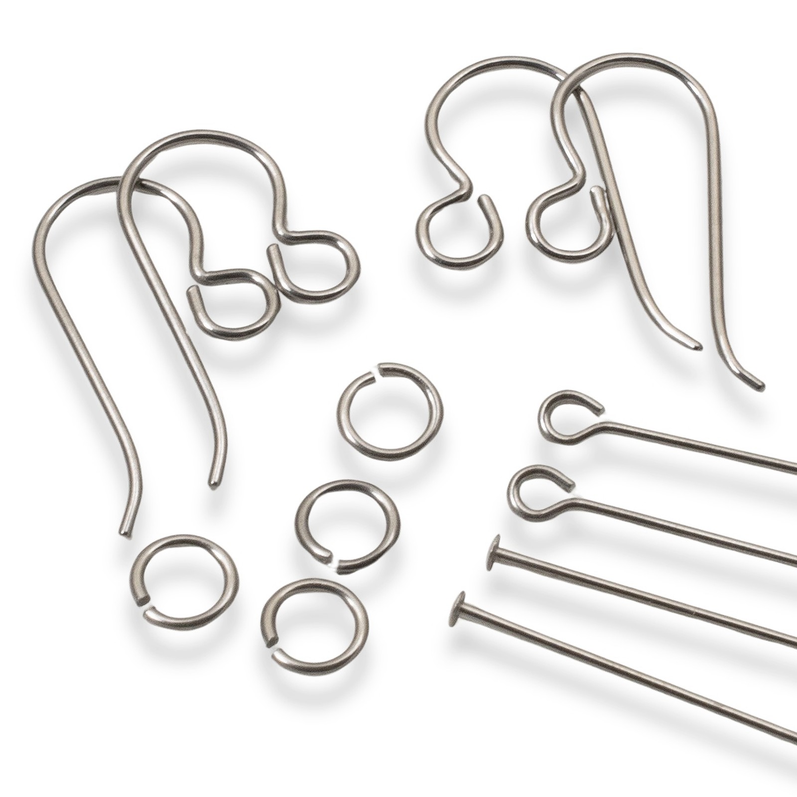 Niobium Earring Kit Gray, Complete Findings for 2 Pairs, Hypoallergenic Jewelry