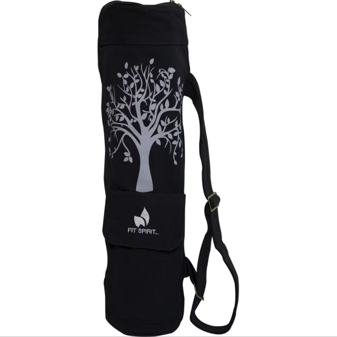 Full Zip Exercise Yoga Mat Carry Bag w/ 2 Cargo Pockets Adjustable Strap Tree
