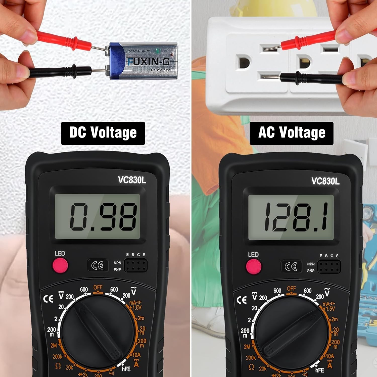 Versatile Pocket-Sized Multimeter with LCD Display for Electrical Measurements