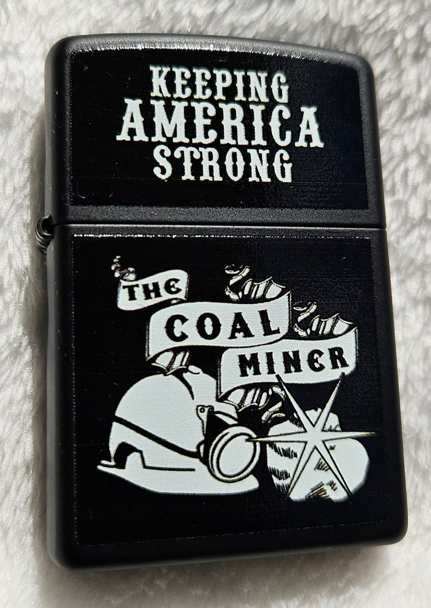 Zippo Lighter 2012 The Coal Miner, Keeping America Strong, Black Matte on Brass
