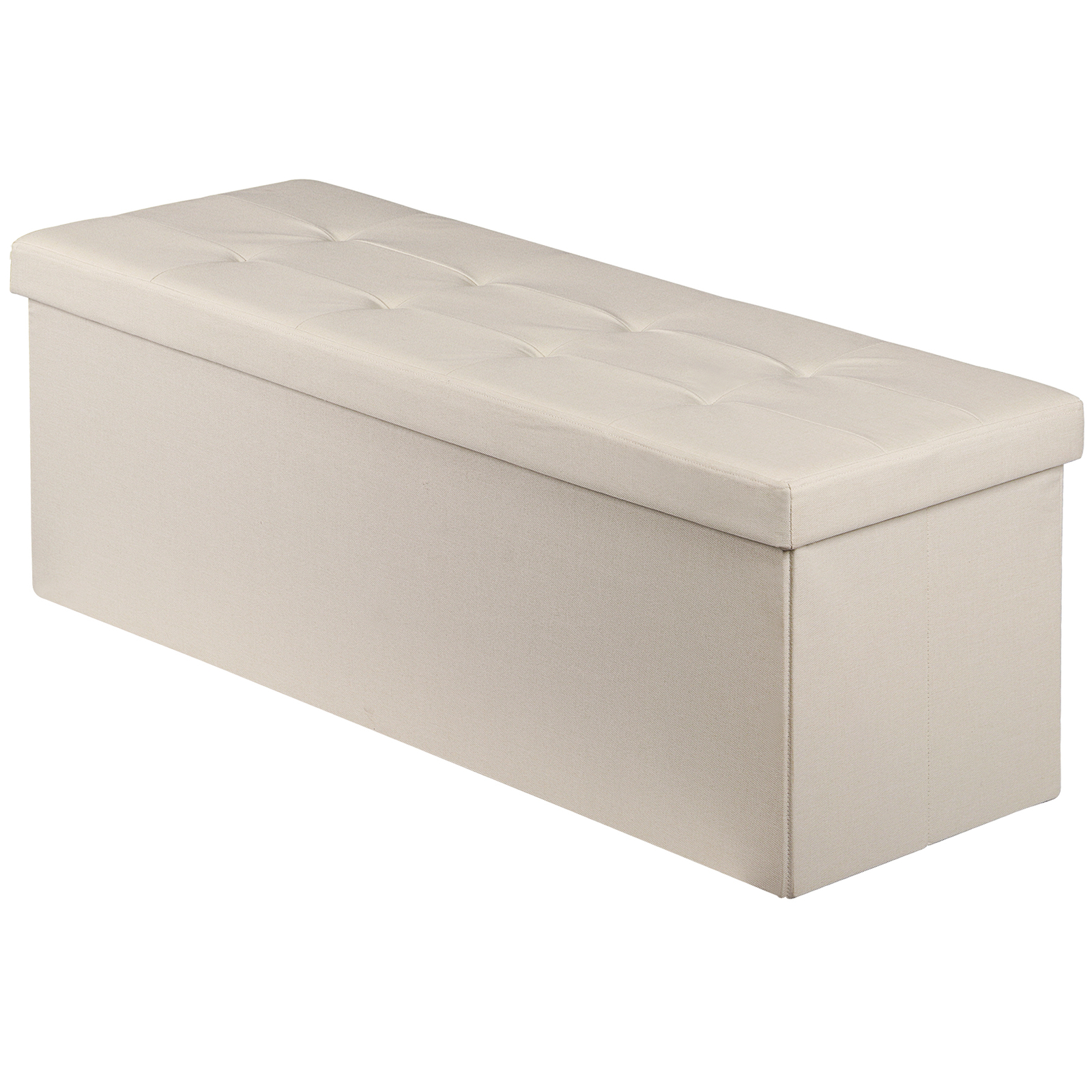 43" Long Beige Folable Storage Ottoman Bench Foot Stools Footrest Chest Cozy
