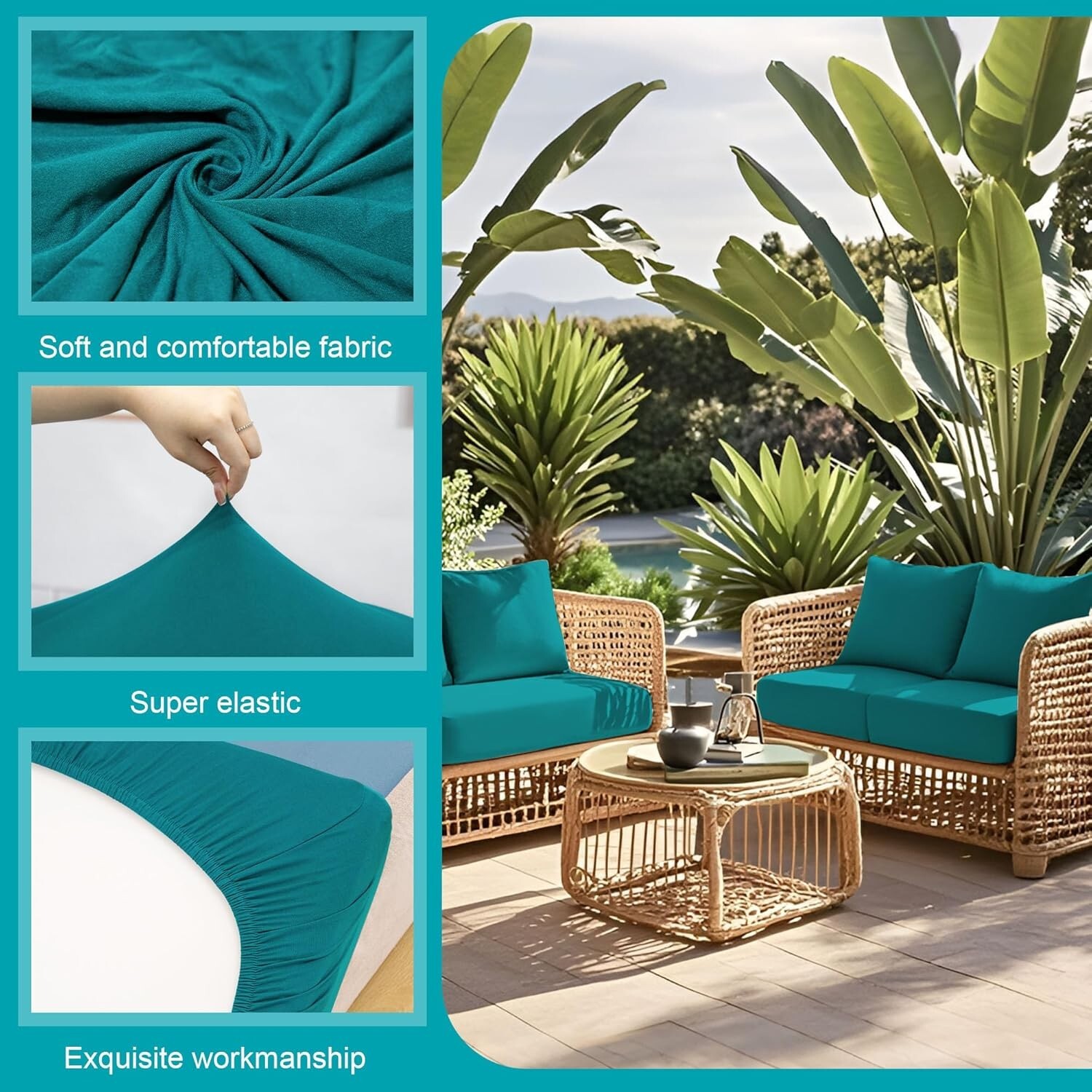 12 Pcs Stretch Patio Cushion Covers,Outdoor Couch Covers Replacement,Outdoor ...