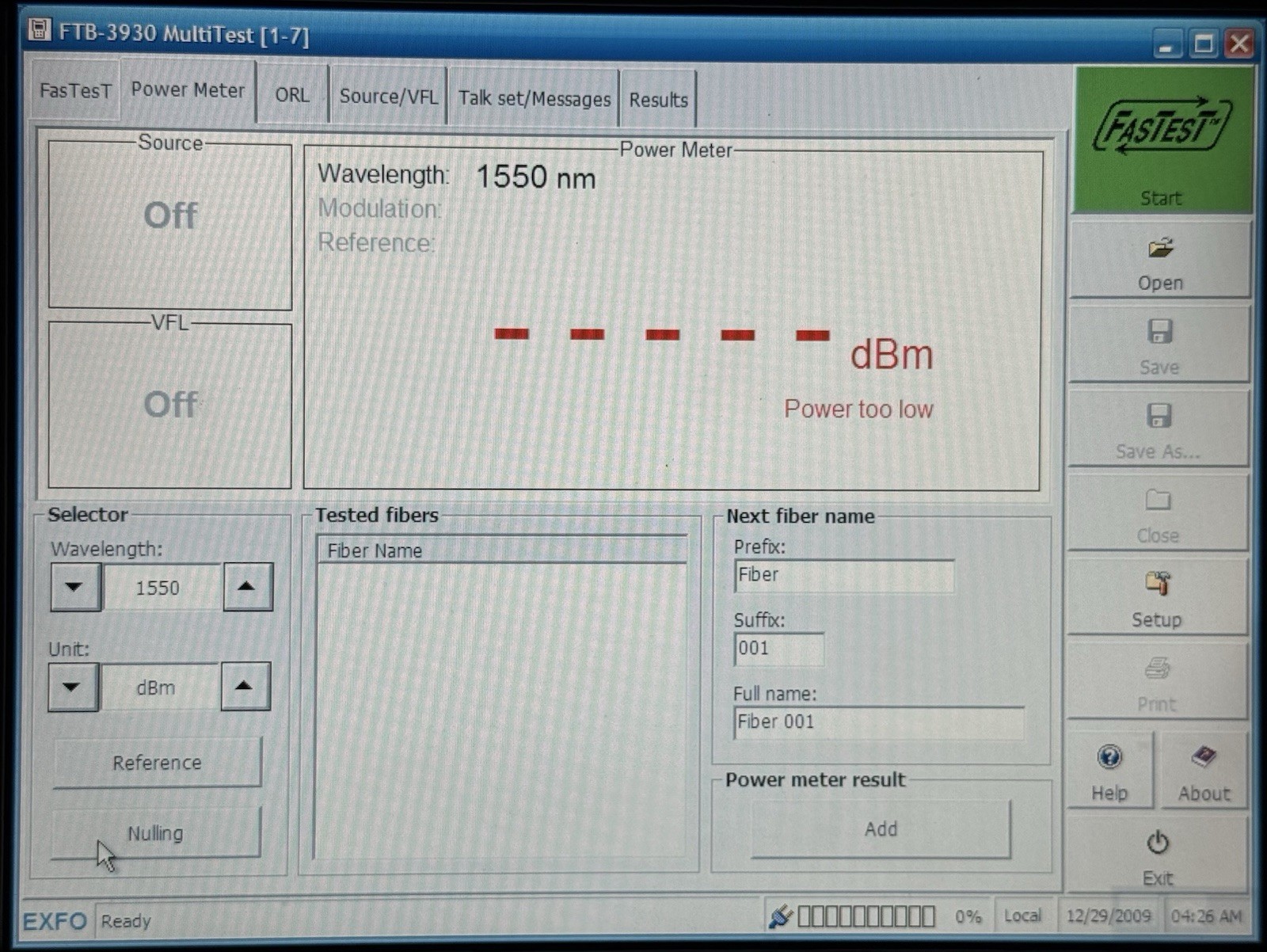 EXFO FTB-3930 w/VFL, Talk Set, PM