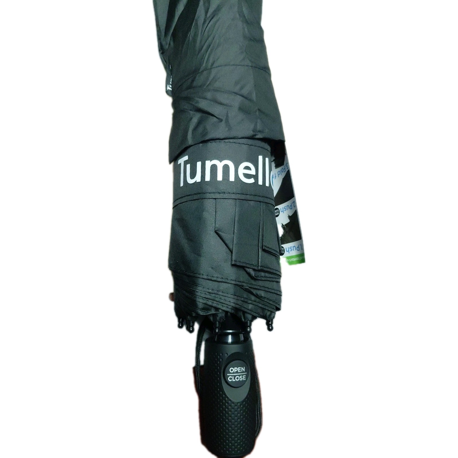 Tumella Strongest Windproof Umbrella, Solid Black, Compact Travel, Press To Open