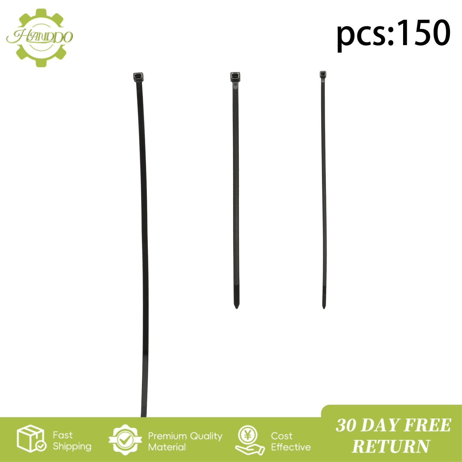 Nylon Cable Ties, 12+12+18-inch V-shaped Serrated Double-Sided, Pack of 150