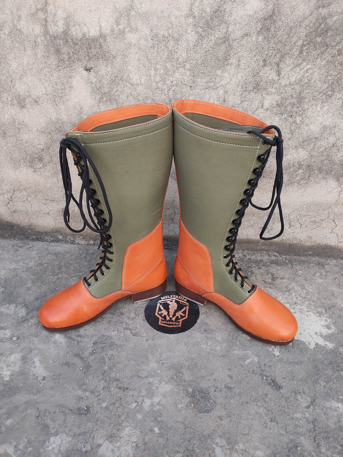 WW2 German DAK Boot With Leather Sole Hobnails And Iron Heel. DAK Leather Boot