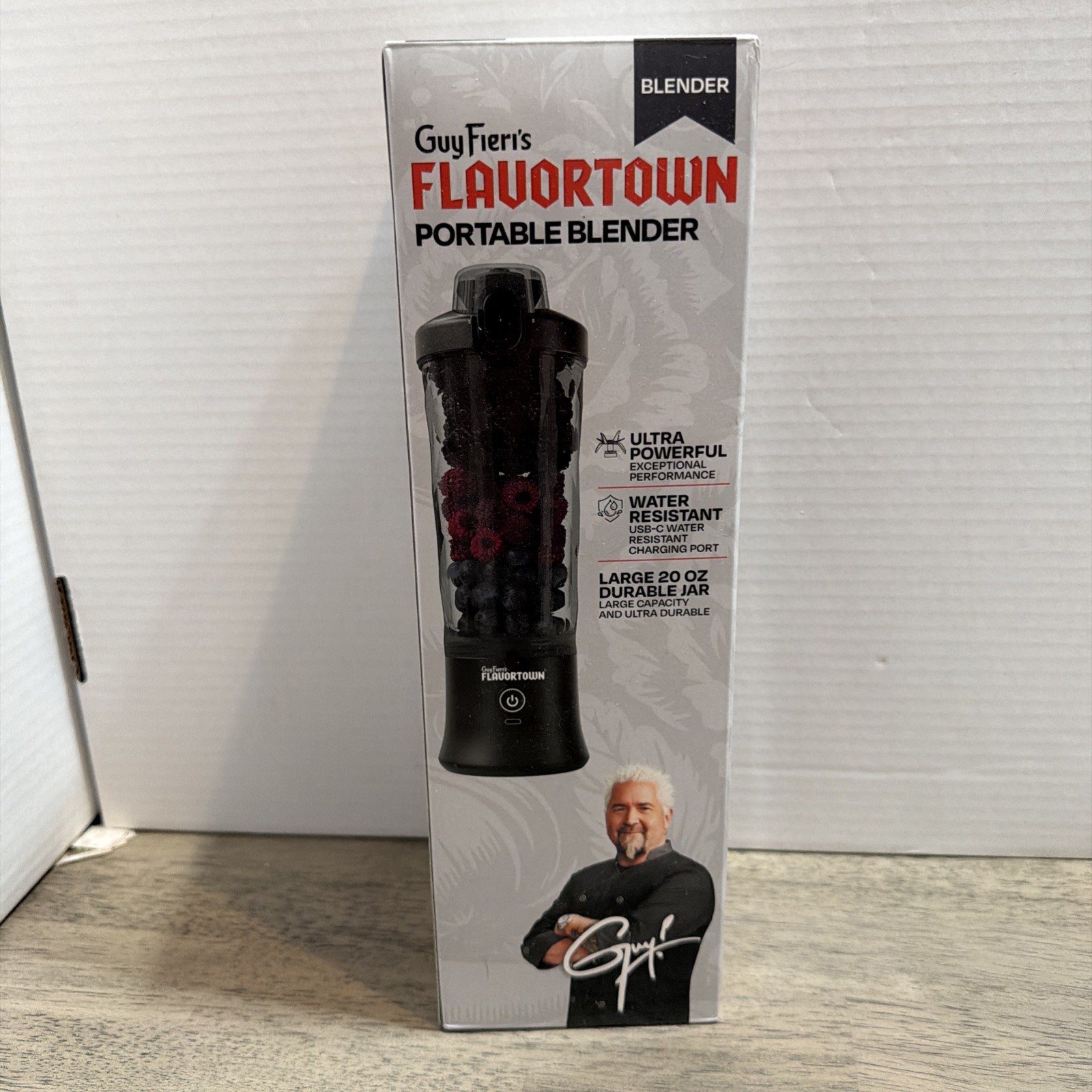 Portable 20oz Personal Blender Guy Fieri Flavortown Water Resistant USB C Charge