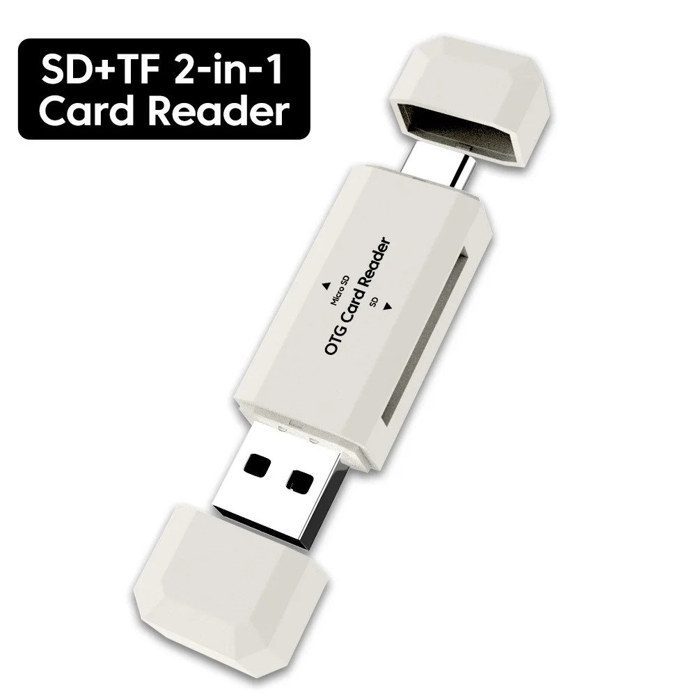 2 in 1 USB 2.0 Type C SD TF Card Reader High Speed Card Reader for PC Laptop Acc