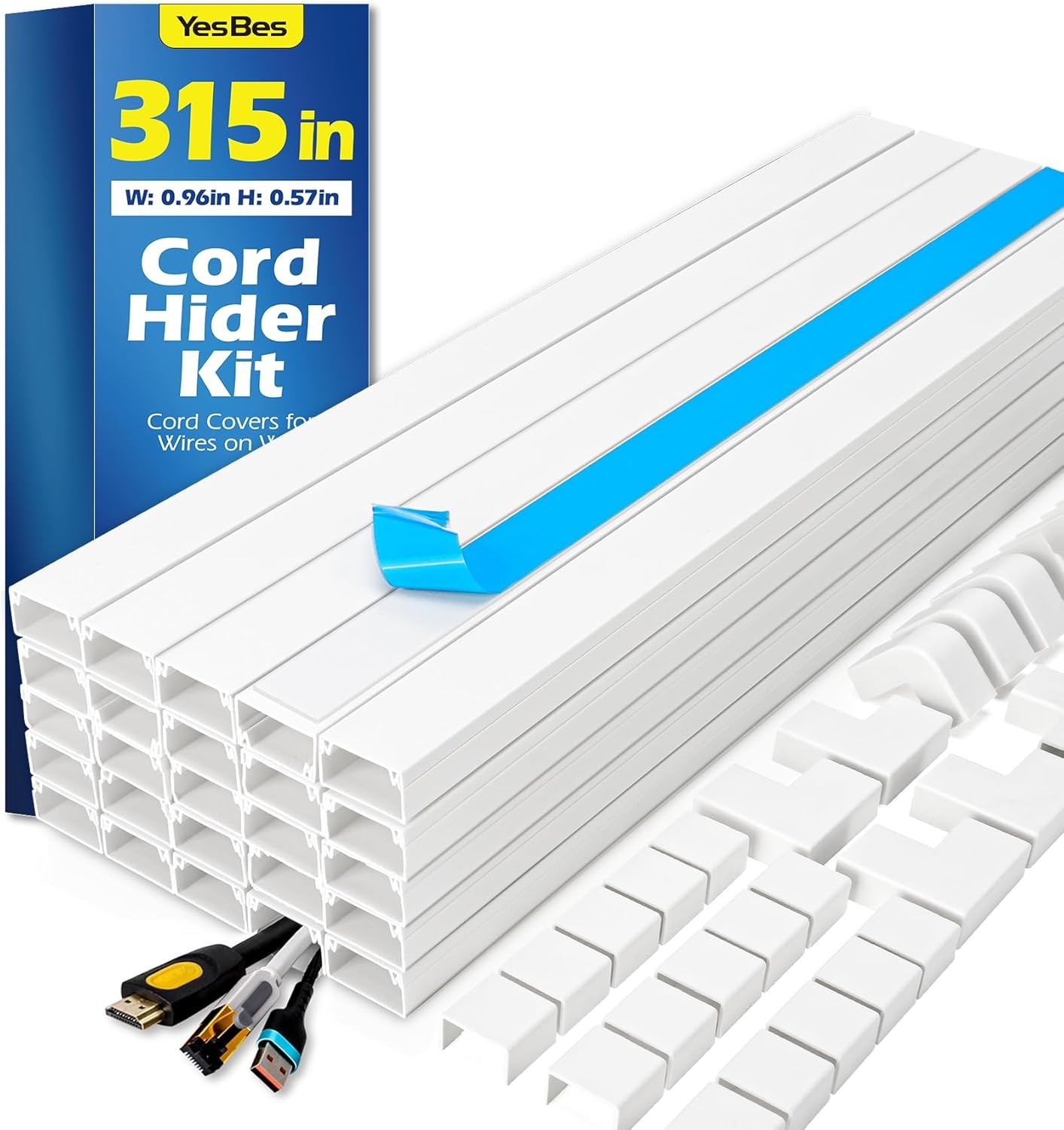 315in Cord Hider Kit Paintable Cable Raceway 20-Pack White